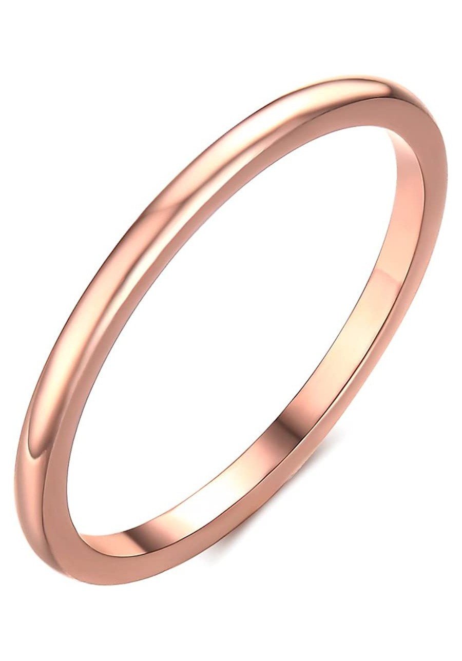 1.5mm Women's Stainless Steel Plain Band Wedding Ring Rose Gold Plated Size 6-8 $9.25 Bands