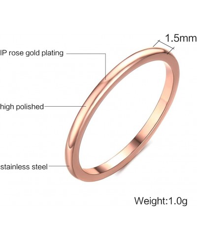 1.5mm Women's Stainless Steel Plain Band Wedding Ring Rose Gold Plated Size 6-8 $9.25 Bands