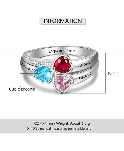 925 Sterling Silver Mother Daughter Rings with 3 Simulated Birthstones Family Promise Jewelry for Grandmother Meaningful Anni...