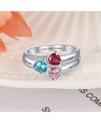 925 Sterling Silver Mother Daughter Rings with 3 Simulated Birthstones Family Promise Jewelry for Grandmother Meaningful Anni...