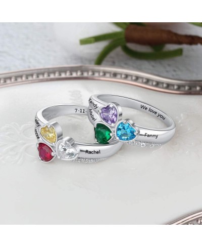 925 Sterling Silver Mother Daughter Rings with 3 Simulated Birthstones Family Promise Jewelry for Grandmother Meaningful Anni...