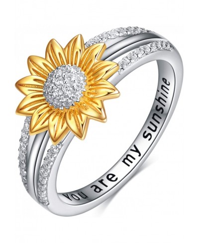 Sterling Silver You are My Sunshine Sunflower Statement Ring with Cubic Zirconial Band Gifts $22.28 Pendant Necklaces