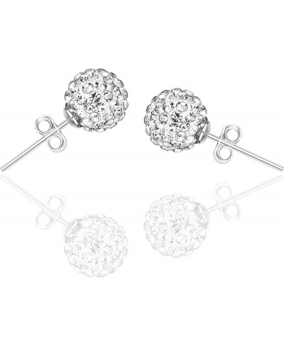 925 Sterling Silver 8mm Pave Crystal Disco ball Earrings Stud Silver for Women Shamballa Inspired $10.03 Stud