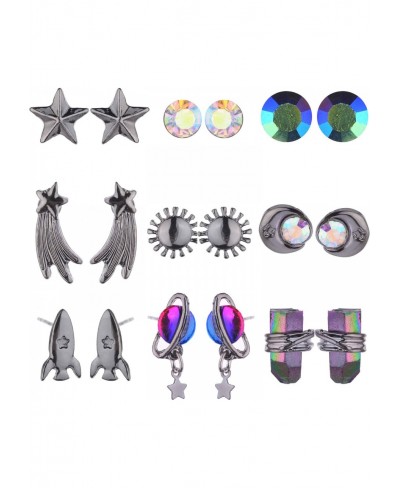 Metallic Celestial Space Stud Earrings Set of 9 $15.04 Stud