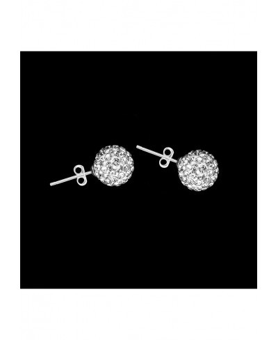 925 Sterling Silver 8mm Pave Crystal Disco ball Earrings Stud Silver for Women Shamballa Inspired $10.03 Stud