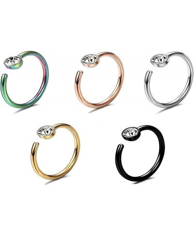 Titanium Steel C-Shaped Nose Ring Hoop CZ Body Ear Lip Piercing Jewelry $7.57 Piercing Jewelry