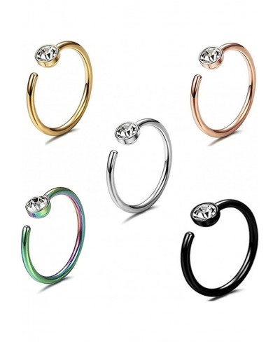 Titanium Steel C-Shaped Nose Ring Hoop CZ Body Ear Lip Piercing Jewelry $7.57 Piercing Jewelry