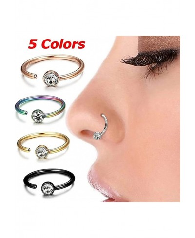 Titanium Steel C-Shaped Nose Ring Hoop CZ Body Ear Lip Piercing Jewelry $7.57 Piercing Jewelry