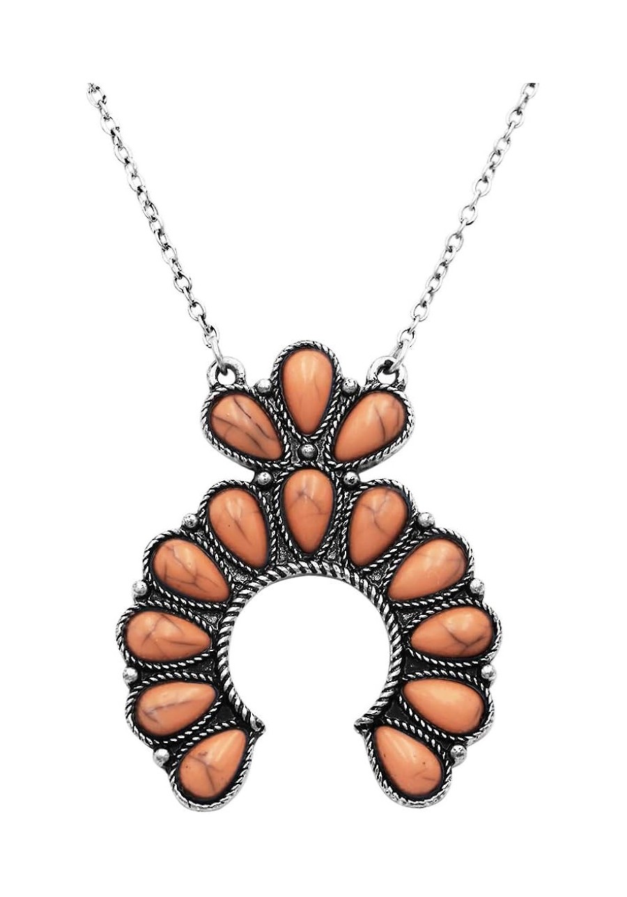 Women's Petite Western Style Semi Precious Howlite Stone Squash Blossom Pendant Necklace 18"+ 3" Extender $25.52 Pendant Neck...