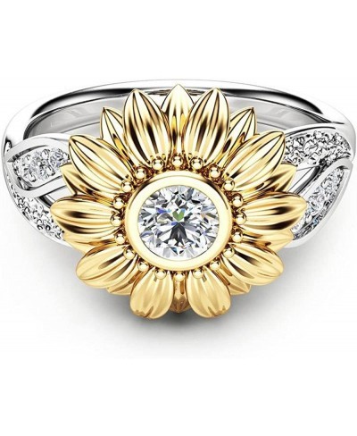 Sunflower Ring Sterling Silver You are My Sunshine Sunflower Statement Ring with Cubic Zirconia Jewelry Gifts for Women $7.11...