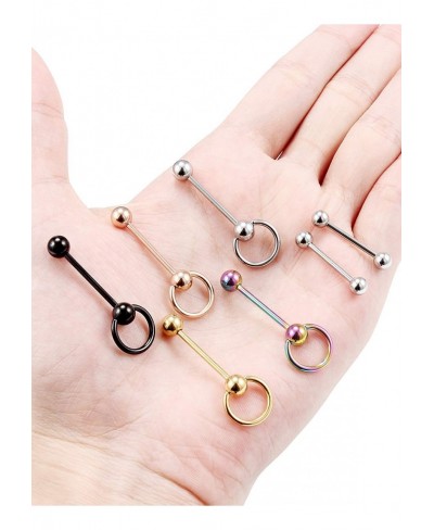 14G Tongue Rings Door Knocker Tongue Ring Surgical Steel Tongue Rings Body Piercing Jewelry for Women Men 7Pcs 16MM Mixcolour...