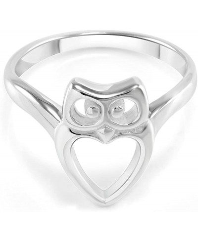925 Sterling Silver Heart Shaped Owl Bird Ring $17.29 Bands