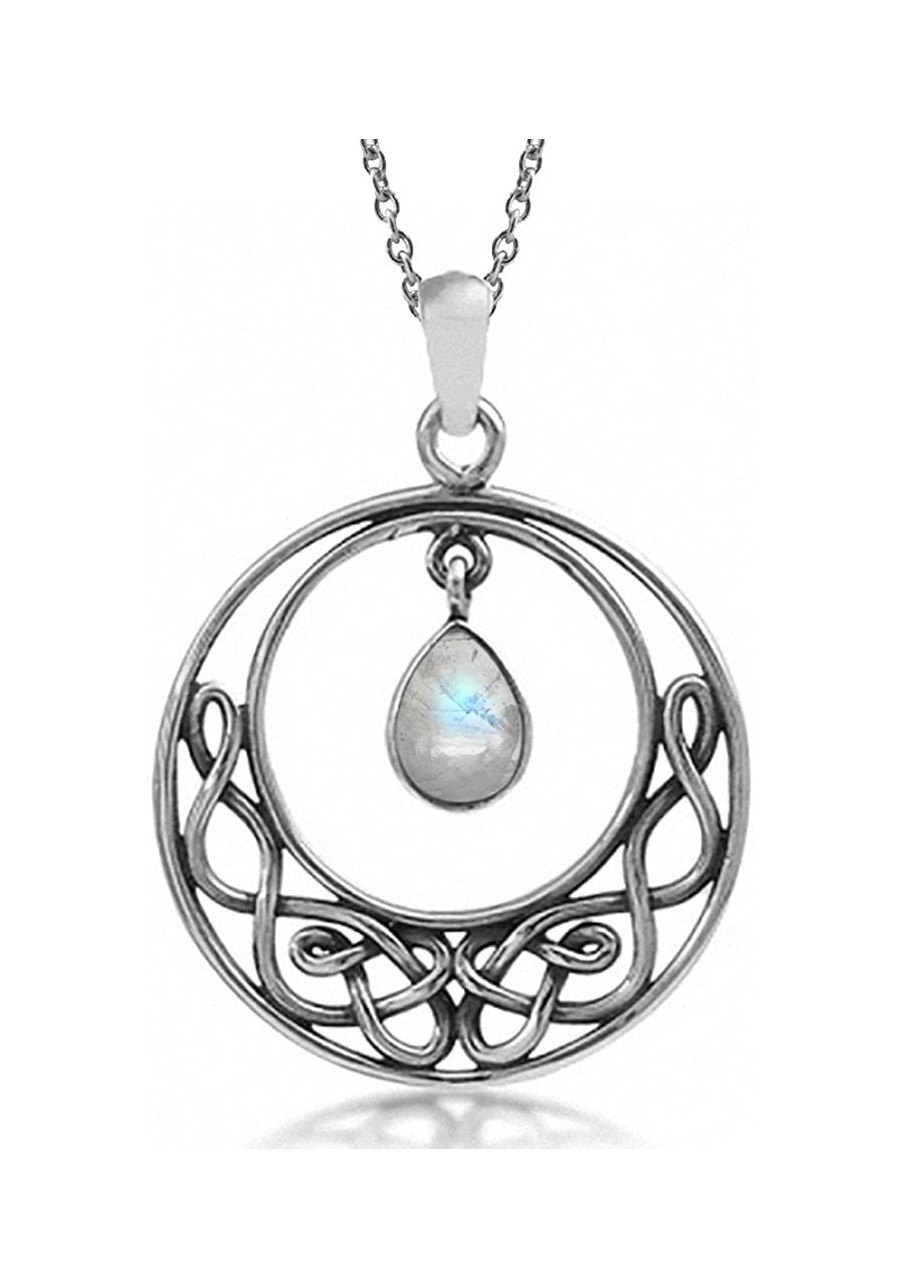 Natural Moonstone 925 Sterling Silver Celtic Knot Drop Dangle Pendant $21.24 Pendants & Coins