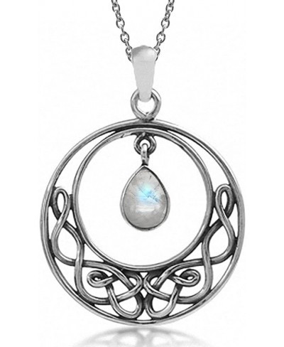 Natural Moonstone 925 Sterling Silver Celtic Knot Drop Dangle Pendant $21.24 Pendants & Coins