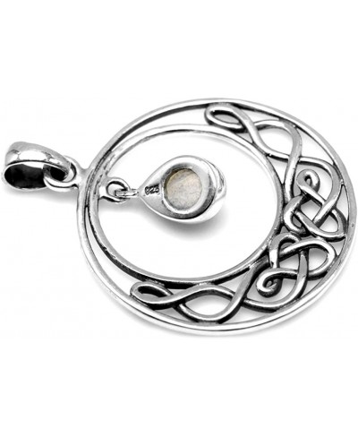 Natural Moonstone 925 Sterling Silver Celtic Knot Drop Dangle Pendant $21.24 Pendants & Coins