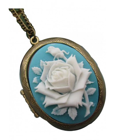 Rose Cameo Locket Necklace Love Rose Cameo Jewelry Antique Bronze Charm Locket $10.89 Lockets