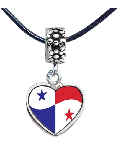 Silver Plated Panama Flag Photo Flower Head Dangle Heart Bead Charm Bracelets $19.61 Charms & Charm Bracelets