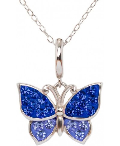 Sapphire Blue Butterfly Crystal Sterling Silver Necklace with an Elegant Jewelry Box Gift for Girls & Women – Gift for Mother...