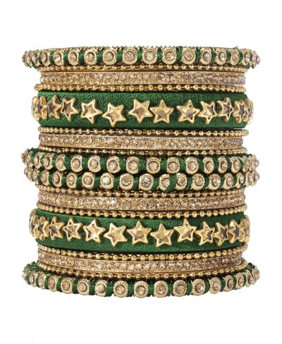 Ethnic Colorful Metal Bangles Chuda Set Stone Studded Bangle Set Indian Wedding Wear Fashion Jewelry for Women Girls $20.65 B...