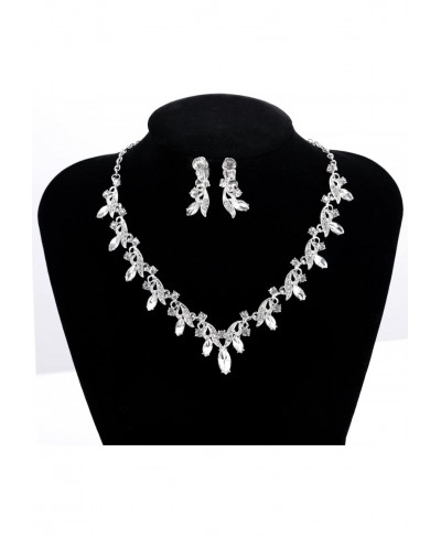 Bride Wedding Necklaces Jewelry Set Silver Bridal Crystal Pendant Necklace Earring Sets for Women and Girls $13.12 Jewelry Sets