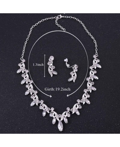 Bride Wedding Necklaces Jewelry Set Silver Bridal Crystal Pendant Necklace Earring Sets for Women and Girls $13.12 Jewelry Sets