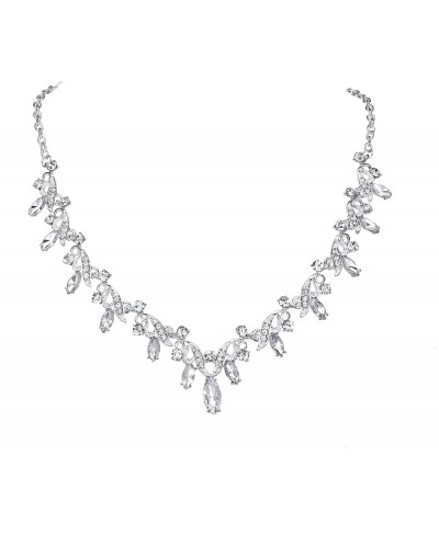 Bride Wedding Necklaces Jewelry Set Silver Bridal Crystal Pendant Necklace Earring Sets for Women and Girls $13.12 Jewelry Sets