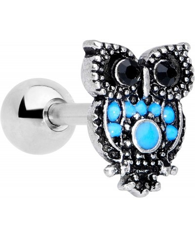 16G Womens Stainless Steel Ornate Blue Orb Owl Cartilage Earring Helix Tragus Jewelry 1/4 $17.94 Piercing Jewelry