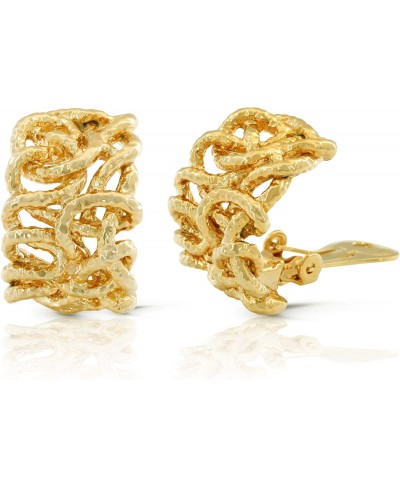 Gold Plated Hammered Style Intertwined Clip On Earrings $14.63 Clip-Ons