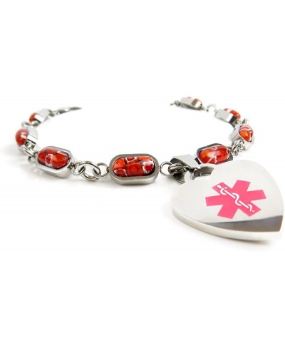 Pre-Engraved & Customized Narcolepsy Charm Medical Bracelet Red Millefiori Glass Pink $35.77 Identification