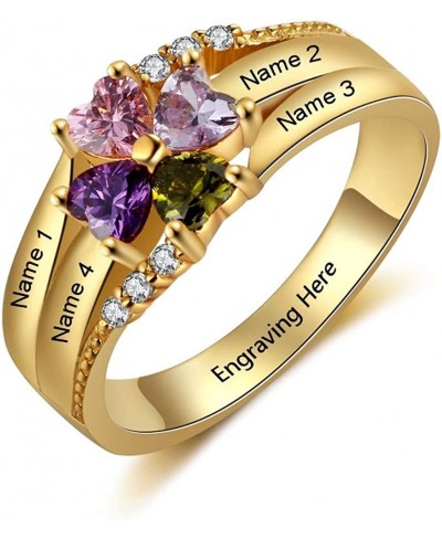 Mothers Rings with 4 Birthstones Personalized Rings for Women Mother Day Ring Custom 4 Names Mother Rings for Family Grandmot...