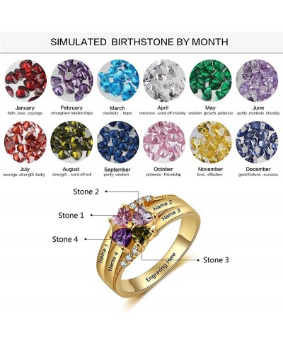 Mothers Rings with 4 Birthstones Personalized Rings for Women Mother Day Ring Custom 4 Names Mother Rings for Family Grandmot...