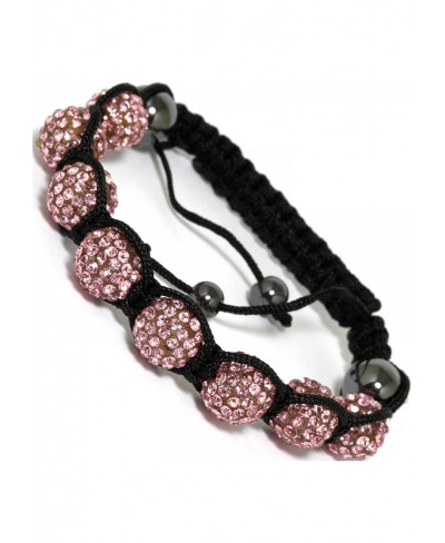 Shamballa Inspired Bracelet Rhinestone Disco Beads Pink Adjustable $8.27 Strand