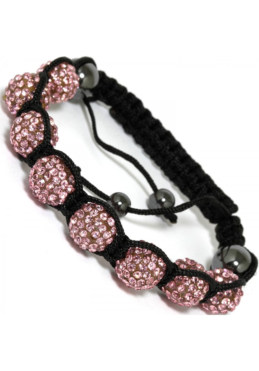 Shamballa Inspired Bracelet Rhinestone Disco Beads Pink Adjustable $8.27 Strand