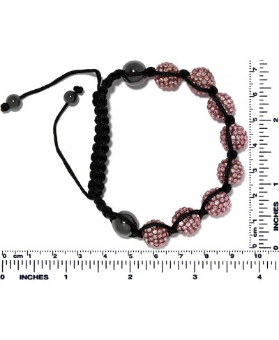 Shamballa Inspired Bracelet Rhinestone Disco Beads Pink Adjustable $8.27 Strand