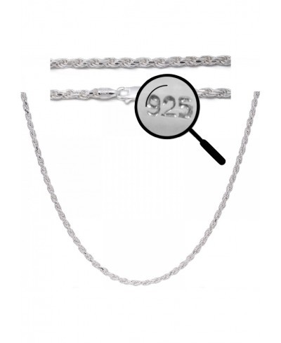 Real Solid 925 Sterling Silver Chain - Men's Women's 3mm Silver Rope Chain - 18-30" Made in Italy $43.00 Chains