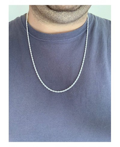 Real Solid 925 Sterling Silver Chain - Men's Women's 3mm Silver Rope Chain - 18-30" Made in Italy $43.00 Chains