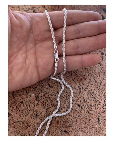 Real Solid 925 Sterling Silver Chain - Men's Women's 3mm Silver Rope Chain - 18-30" Made in Italy $43.00 Chains