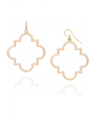 Quatrefoil Clover Gold Dangle Drop Earrings Gold Silver Two Tone Textured Trendy Fashion Earrings for Women Teen $14.73 Drop ...