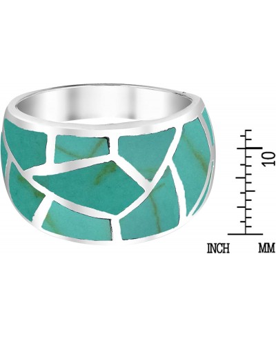 Paving Pavement Pattern Simulated Green Turquoise Inlay .925 Sterling Silver Ring $20.80 Bands