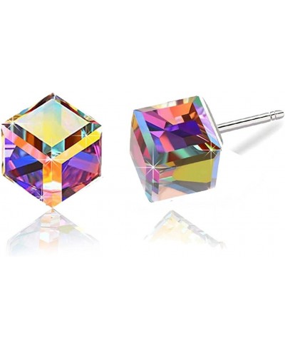Cube Austrian Crystal Drop Stud Earrings for Women Fashion S925 Sterling Silver Hypoallergenic Jewelry $17.88 Stud