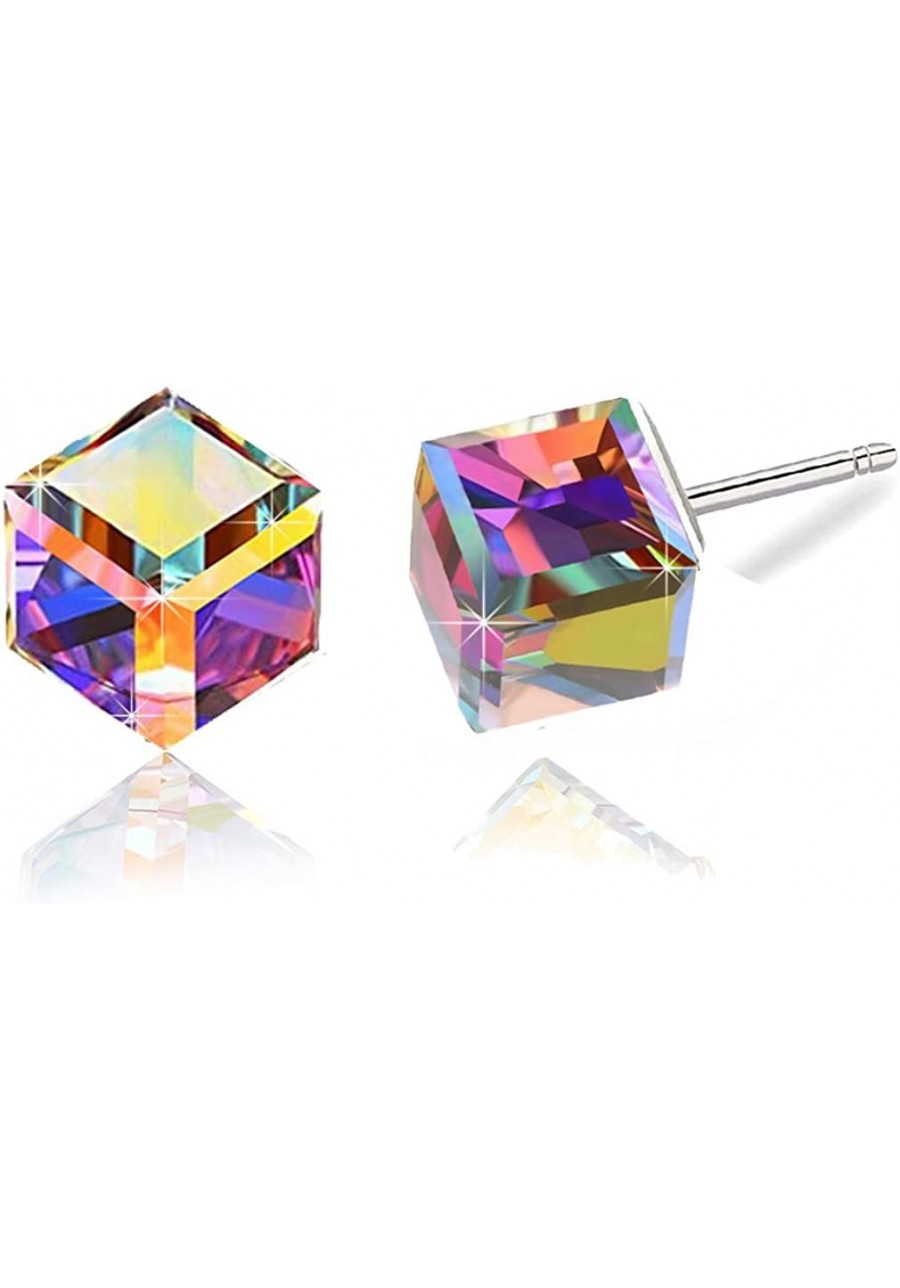 Cube Austrian Crystal Drop Stud Earrings for Women Fashion S925 Sterling Silver Hypoallergenic Jewelry $17.88 Stud