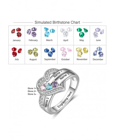 Mother Day Gift Personalized Mothers 925 Sterling Silver Ring Birthstones Ring for Women Love Heart Ring Promise Rings Engage...