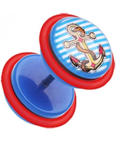 Anchor Stripes Acrylic Fake Plug with O-Rings $10.73 Faux Body Piercing Jewelry