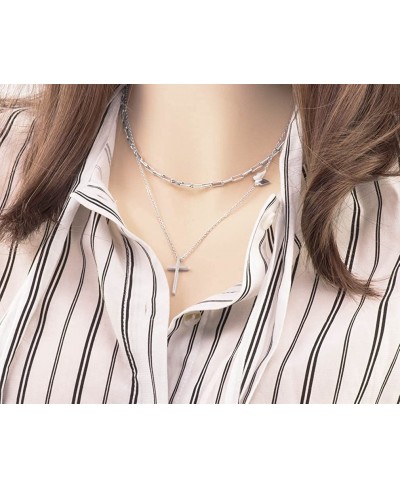 Layered Paperclip Choker Cross Pendant Butterfly Necklaces Gifts for Women Girls $16.33 Pendant Necklaces