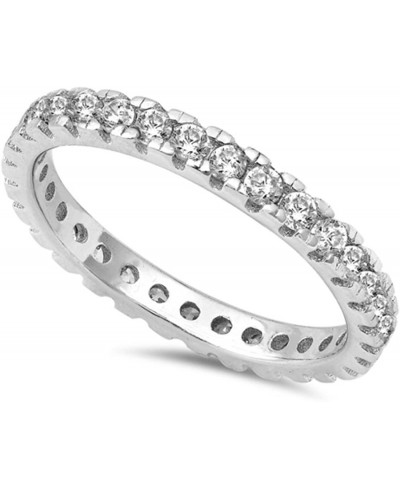 2mm Full Eternity Stackable Band Ring Round Cubic Zirconia 925 Sterling Silver 5-10 $15.46 Bands
