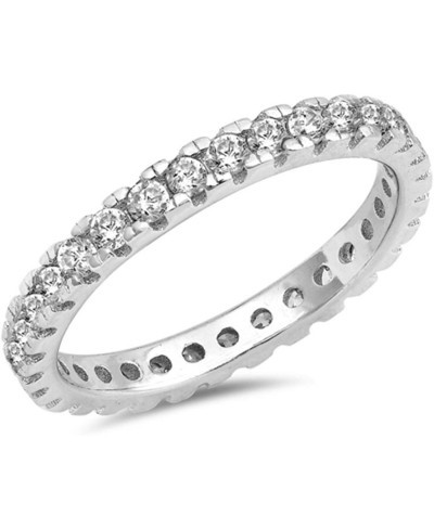 2mm Full Eternity Stackable Band Ring Round Cubic Zirconia 925 Sterling Silver 5-10 $15.46 Bands