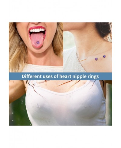 2PCS Nipple Barbell 316L Surgical SS PVD Plated Multi-color Red Blue Rainbow Pink Purple CZ Heart shaped Nipple Piercing Shin...