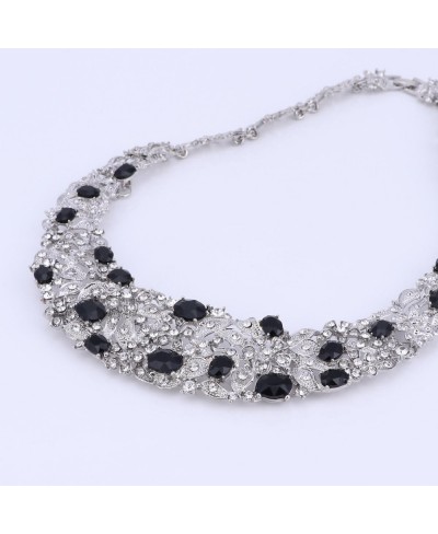 Jewelry Sets for Women Crystal Inlay Necklace Earrings Ring Bracelet Bridesmaid Costume Show Wedding $16.11 Jewelry Sets