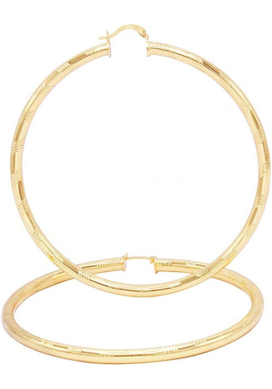 Design Hoop Earrings 14K Gold Plated Large Hip Hop Hoops Fashion Ear Jewelry For Women Teen Girls 25-80 mm $16.38 Hoop