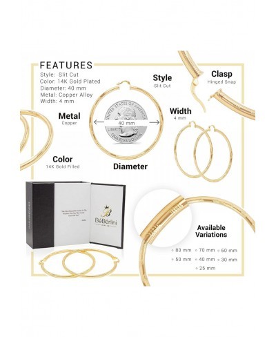 Design Hoop Earrings 14K Gold Plated Large Hip Hop Hoops Fashion Ear Jewelry For Women Teen Girls 25-80 mm $16.38 Hoop